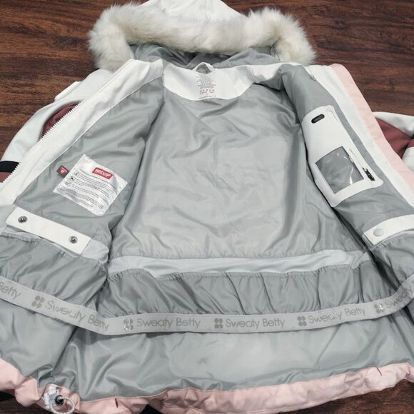 Sweaty Betty Method Hybrid Ski Jacket Faux Fur Hood Women's M, No Belt - Picture 9 of 15
